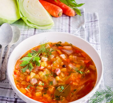 Cabbage soup made from fresh cabbage