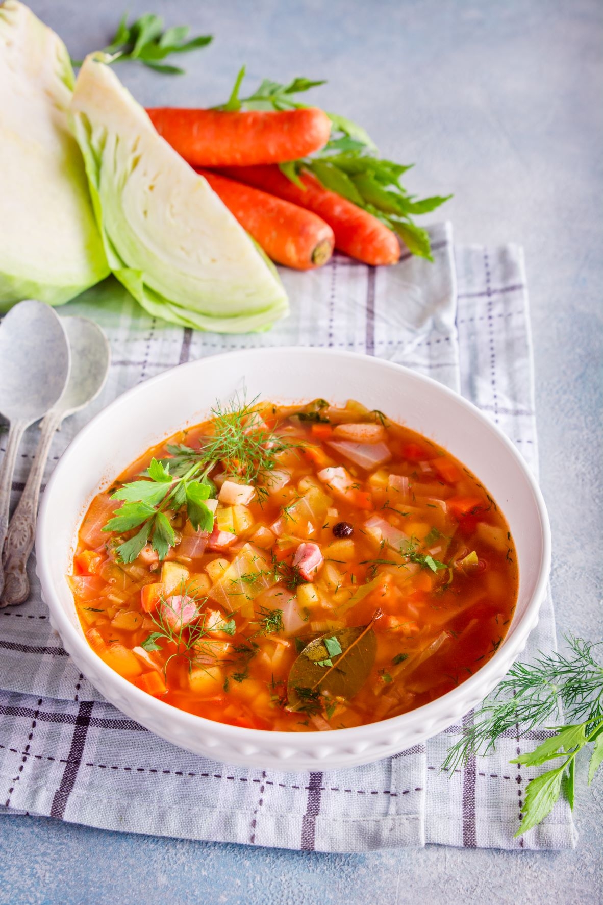 Cabbage soup made from fresh cabbage