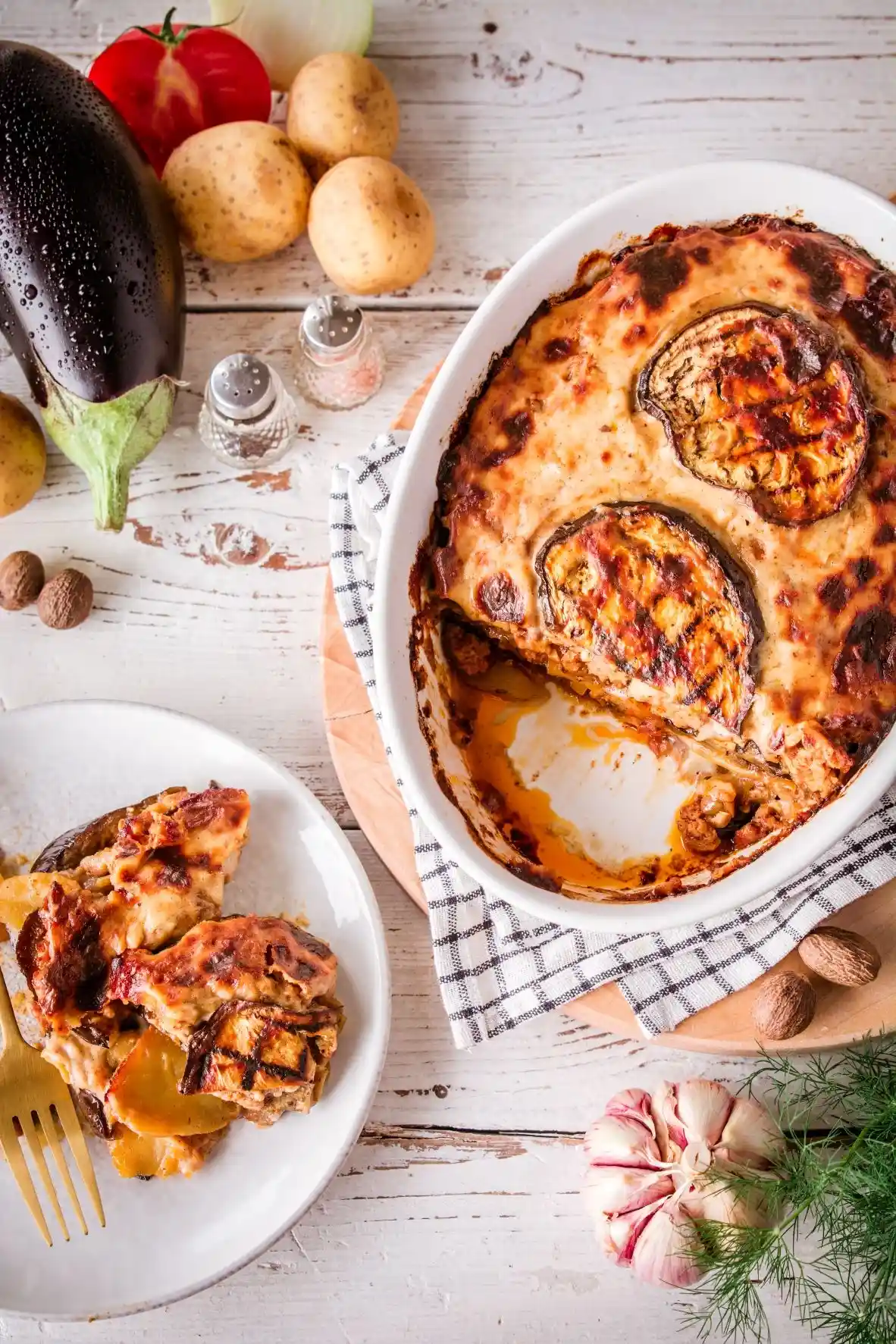 Pork moussaka with potatoes